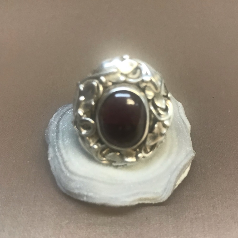 Sterling and Cabochon Amethyst Ring